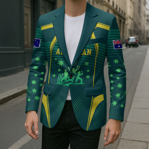 Australian Cricket Blazer Dark Green Halftone Tech Graphic - Southern Cross Stars