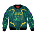 Australian Cricket Bomber Jacket Dark Green Halftone Tech Graphic - Southern Cross Stars