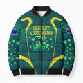 Australian Cricket Bomber Puffer Jacket Dark Green Halftone Tech Graphic - Southern Cross Stars