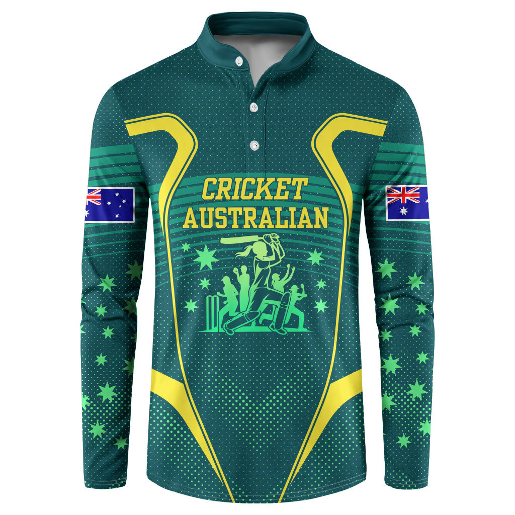 Australian Cricket Button Sweatshirt Dark Green Halftone Tech Graphic - Southern Cross Stars