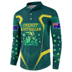 Australian Cricket Button Sweatshirt Dark Green Halftone Tech Graphic - Southern Cross Stars