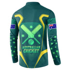 Australian Cricket Button Sweatshirt Dark Green Halftone Tech Graphic - Southern Cross Stars