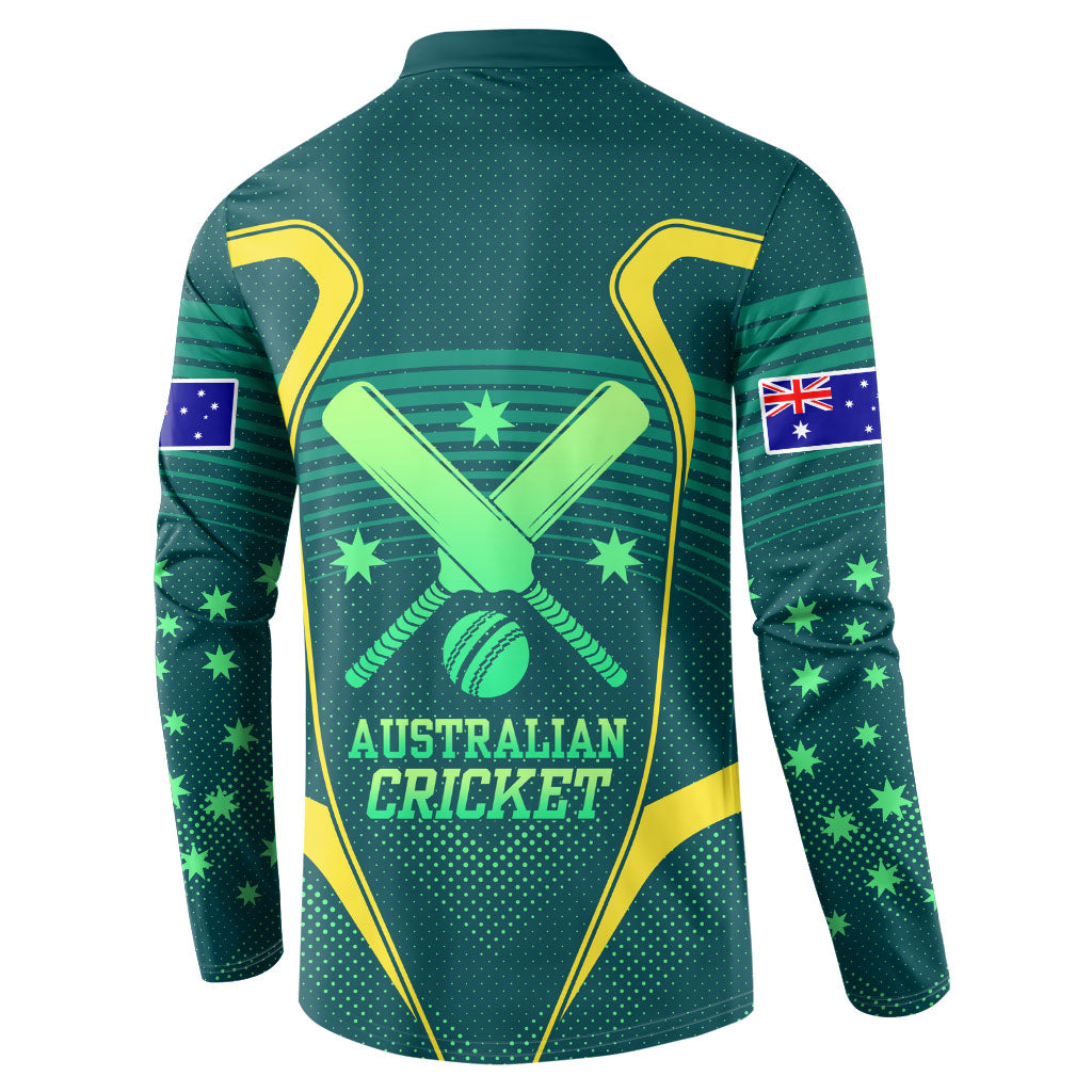 Australian Cricket Button Sweatshirt Dark Green Halftone Tech Graphic - Southern Cross Stars