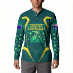 Australian Cricket Button Sweatshirt Dark Green Halftone Tech Graphic - Southern Cross Stars