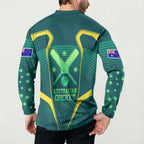 Australian Cricket Button Sweatshirt Dark Green Halftone Tech Graphic - Southern Cross Stars