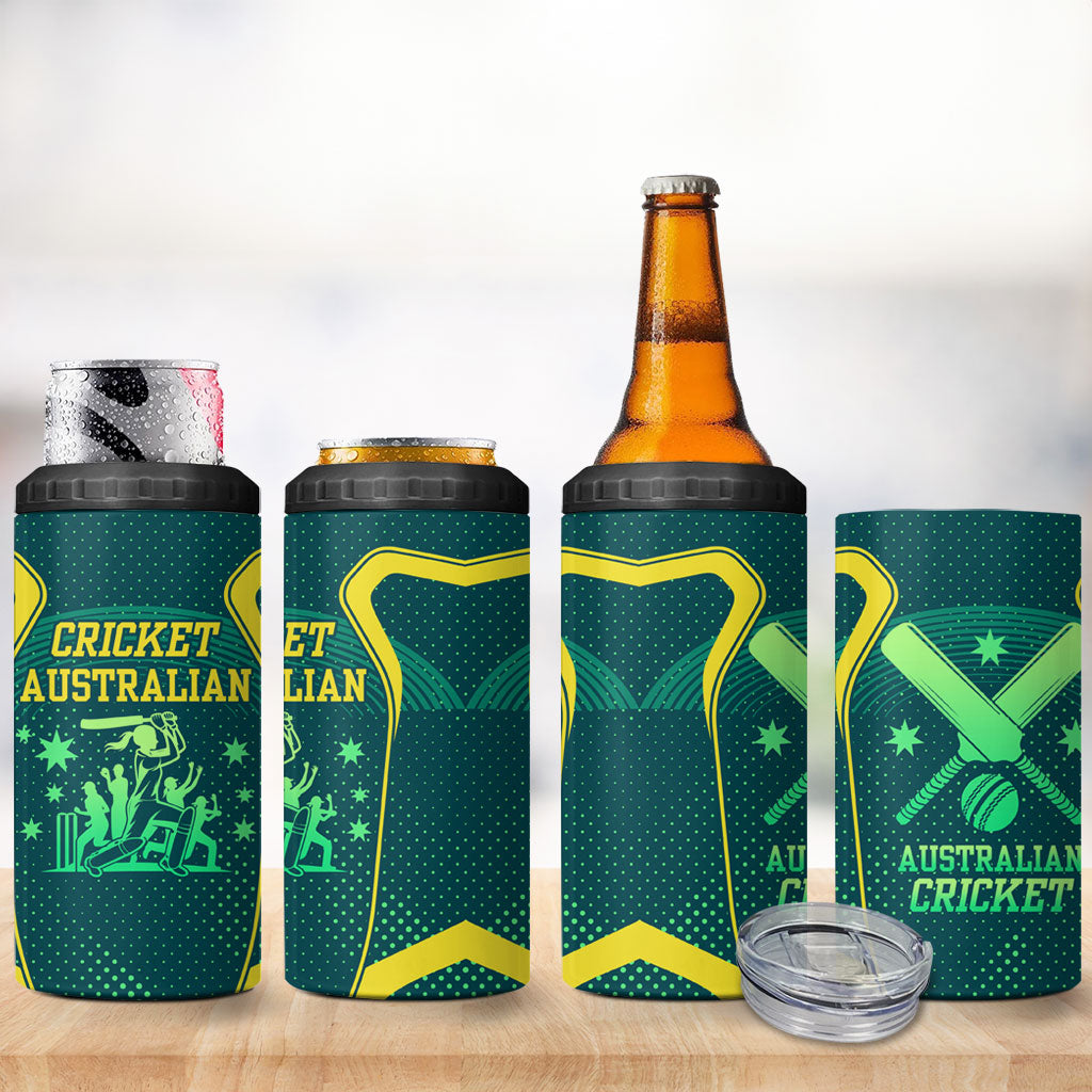 Australian Cricket 4 in 1 Can Cooler Tumbler Dark Green Halftone Tech Graphic - Southern Cross Stars