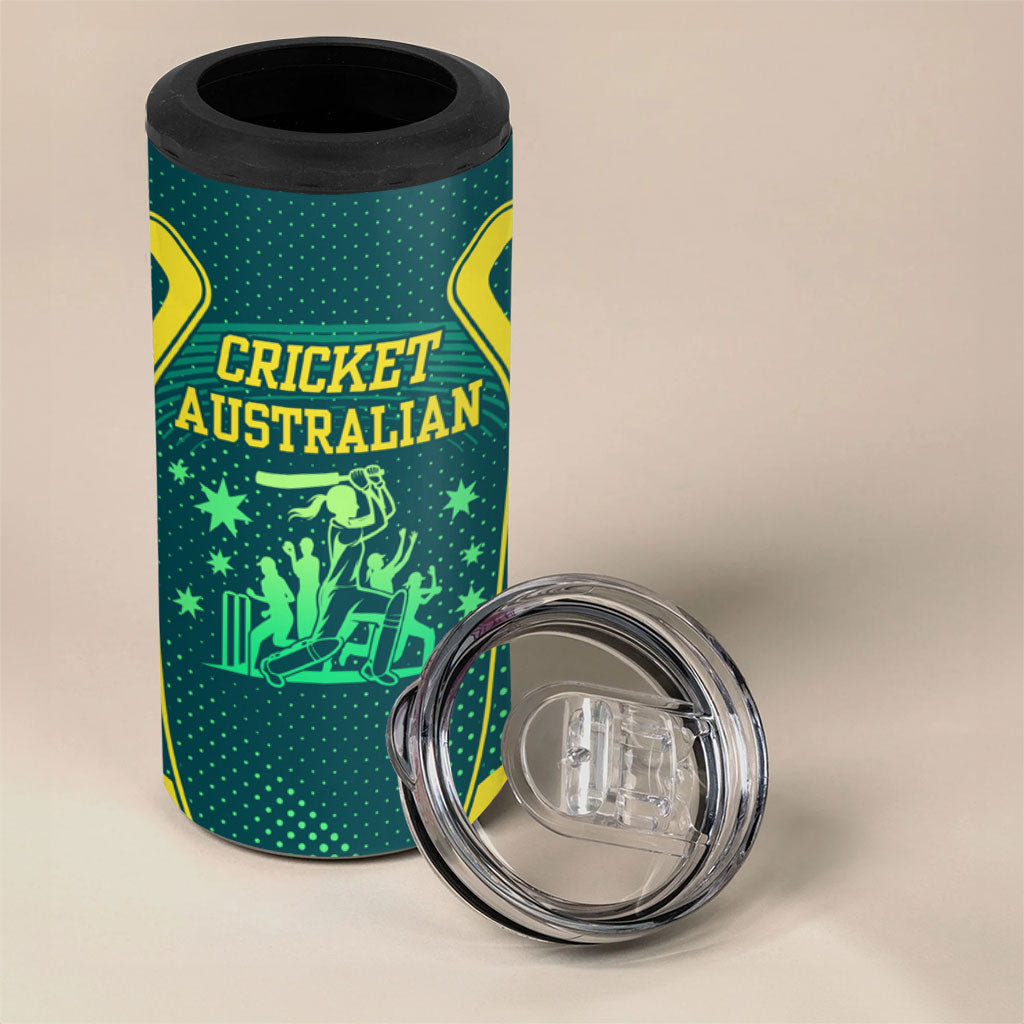 Australian Cricket 4 in 1 Can Cooler Tumbler Dark Green Halftone Tech Graphic - Southern Cross Stars