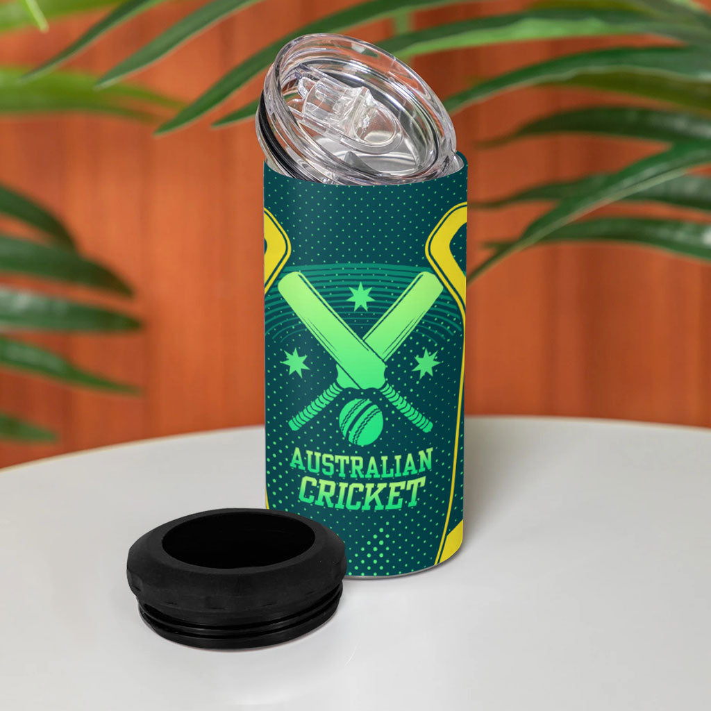 Australian Cricket 4 in 1 Can Cooler Tumbler Dark Green Halftone Tech Graphic - Southern Cross Stars