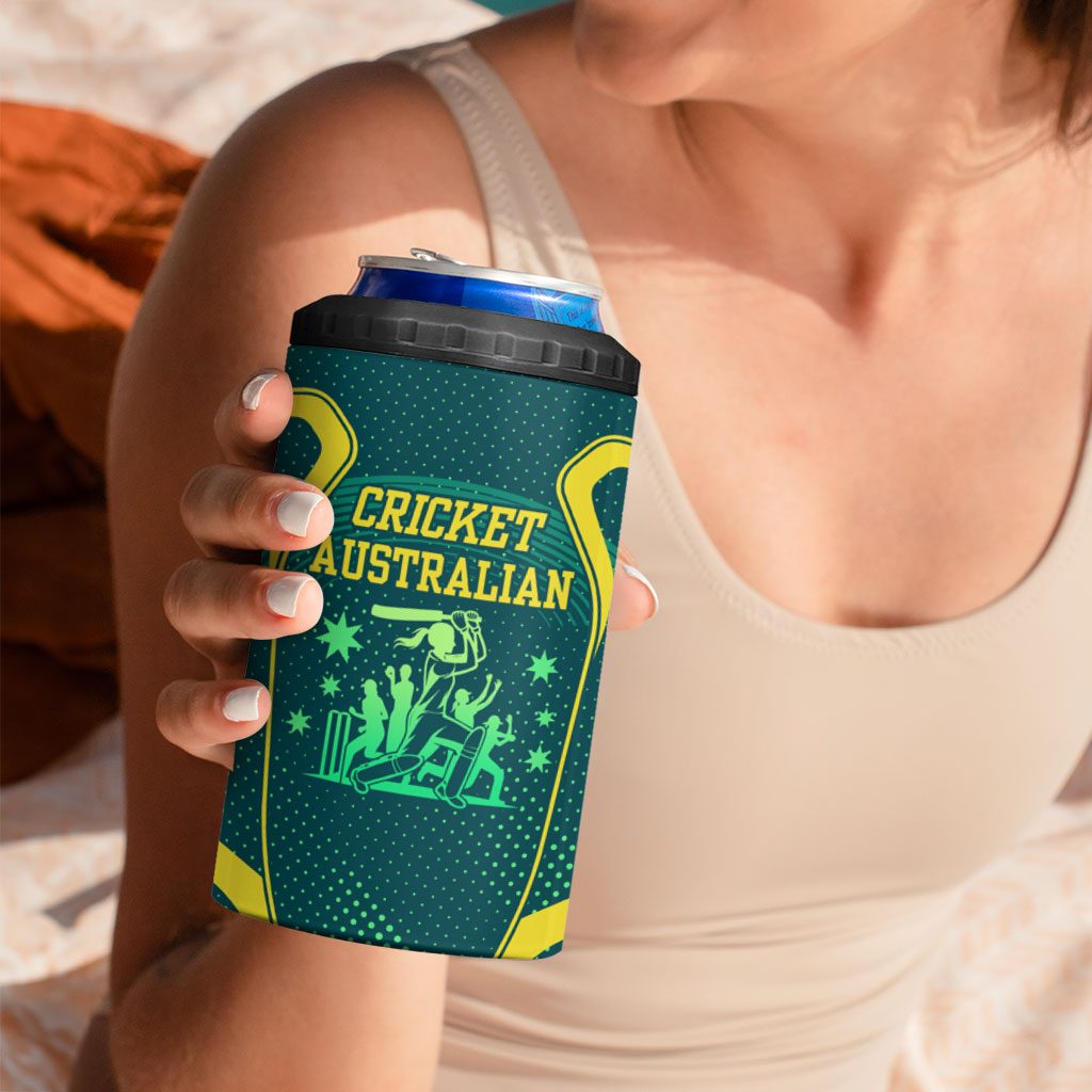 Australian Cricket 4 in 1 Can Cooler Tumbler Dark Green Halftone Tech Graphic - Southern Cross Stars