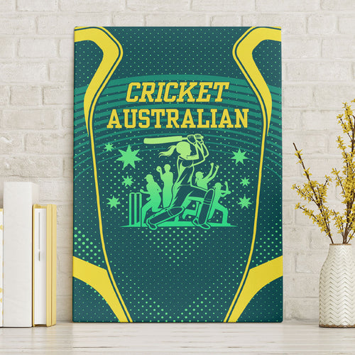 Australian Cricket Canvas Wall Art Dark Green Halftone Tech Graphic - Southern Cross Stars