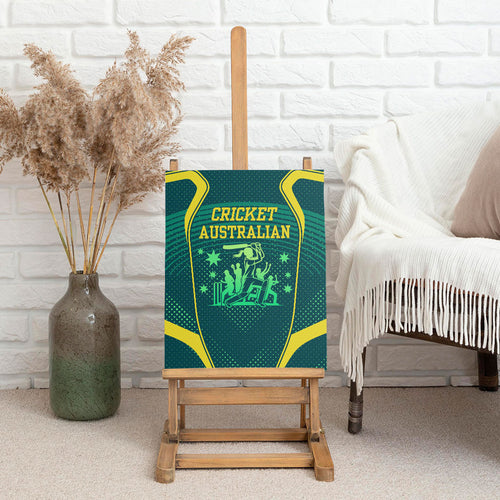 Australian Cricket Canvas Wall Art Dark Green Halftone Tech Graphic - Southern Cross Stars