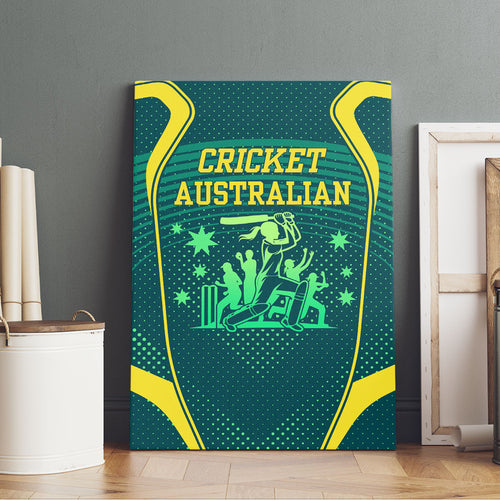 Australian Cricket Canvas Wall Art Dark Green Halftone Tech Graphic - Southern Cross Stars