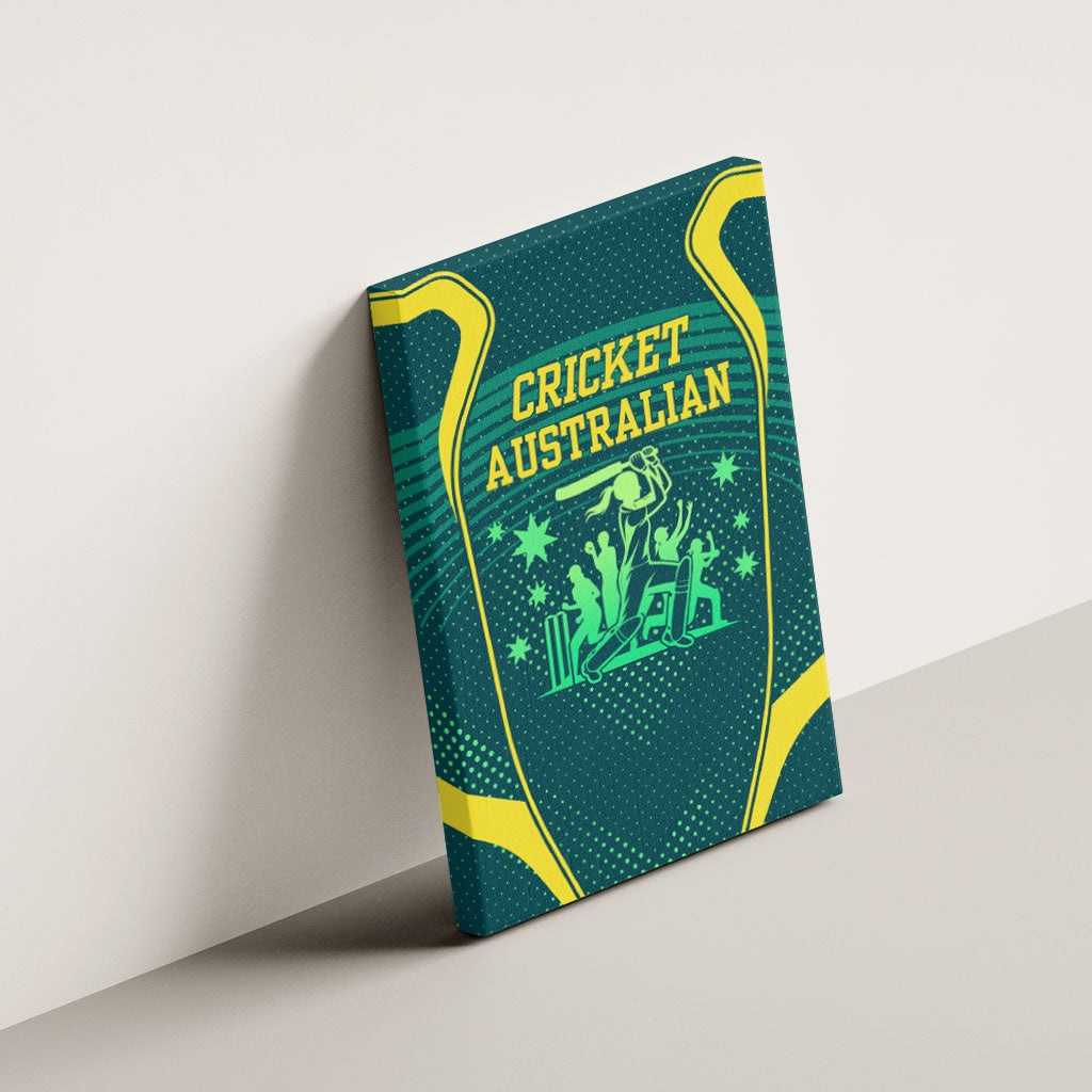 Australian Cricket Canvas Wall Art Dark Green Halftone Tech Graphic - Southern Cross Stars