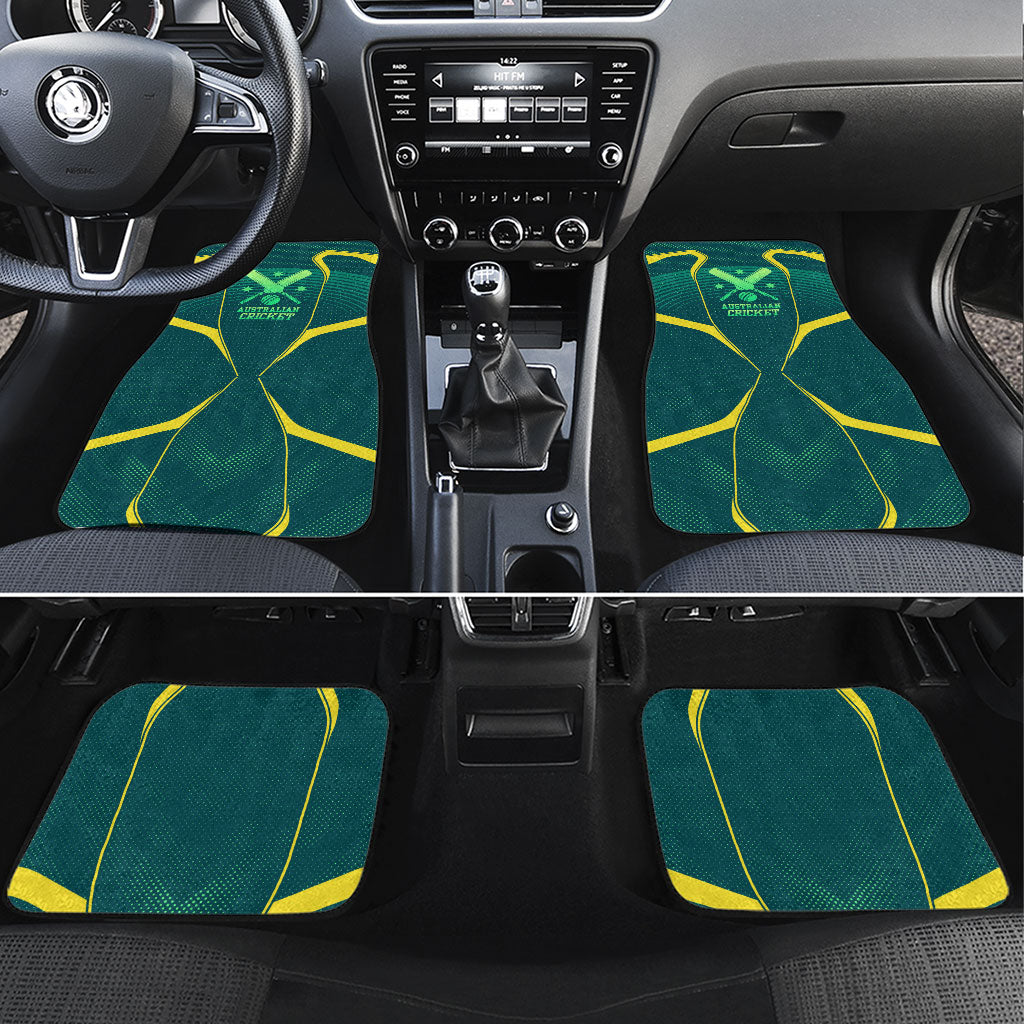 Australian Cricket Car Mats Dark Green Halftone Tech Graphic - Southern Cross Stars