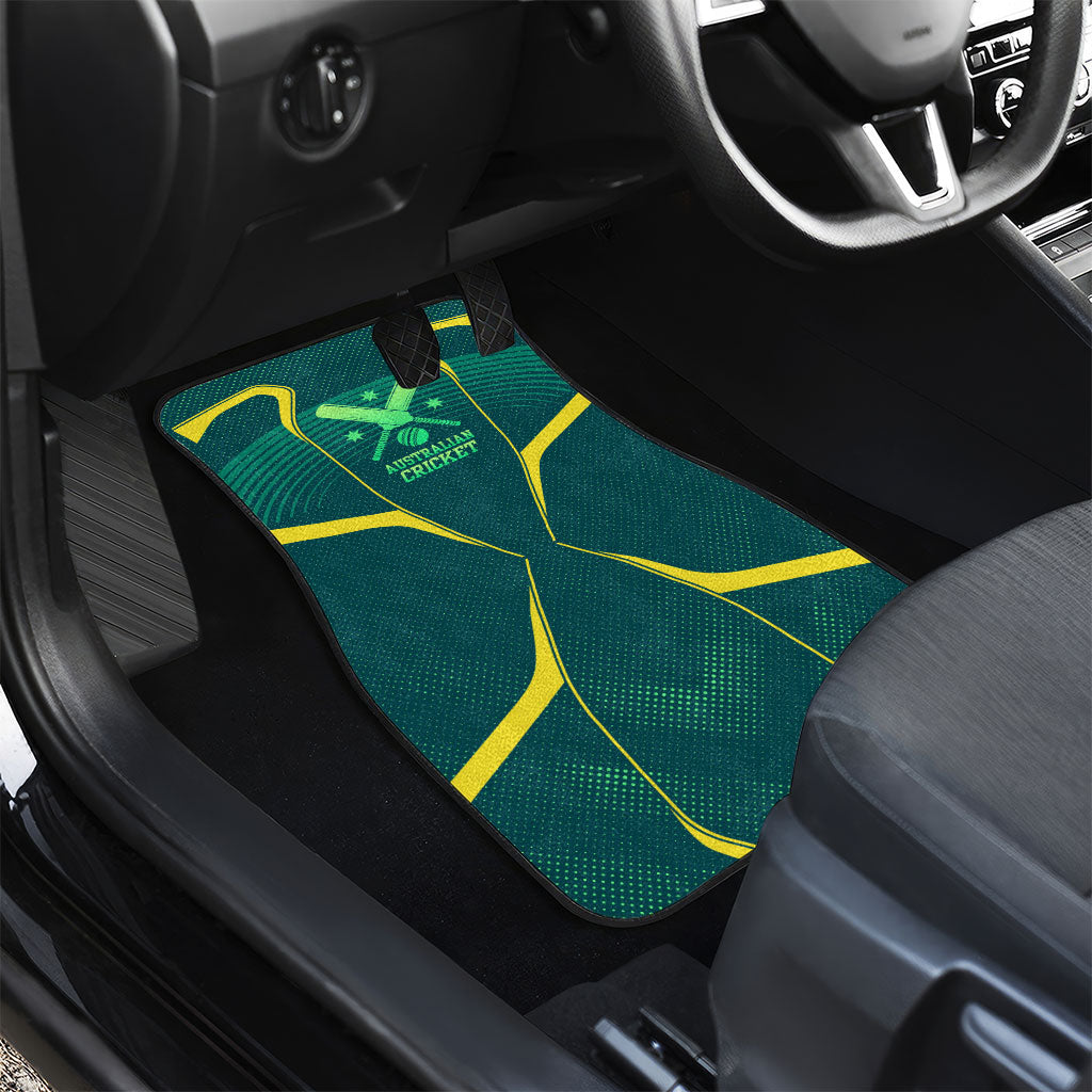 Australian Cricket Car Mats Dark Green Halftone Tech Graphic - Southern Cross Stars