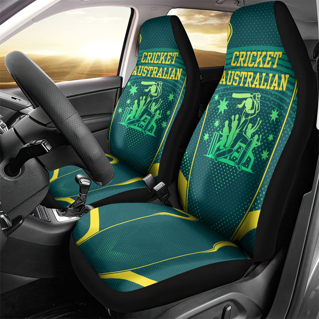Australian Cricket Car Seat Cover Dark Green Halftone Tech Graphic - Southern Cross Stars