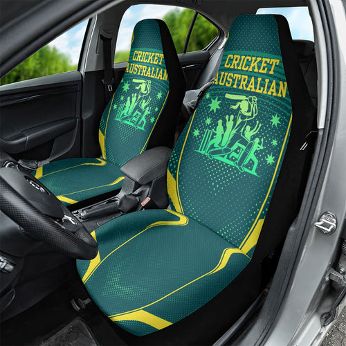 Australian Cricket Car Seat Cover Dark Green Halftone Tech Graphic - Southern Cross Stars