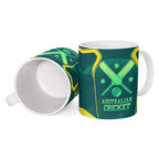 Australian Cricket Ceramic Mug Dark Green Halftone Tech Graphic - Southern Cross Stars