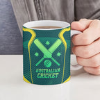 Australian Cricket Ceramic Mug Dark Green Halftone Tech Graphic - Southern Cross Stars