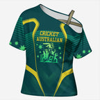 Australian Cricket Cross Shoulder Shirt Dark Green Halftone Tech Graphic - Southern Cross Stars