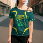 Australian Cricket Cross Shoulder Shirt Dark Green Halftone Tech Graphic - Southern Cross Stars