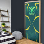 Australian Cricket Door Cover Dark Green Halftone Tech Graphic - Southern Cross Stars