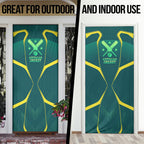 Australian Cricket Door Cover Dark Green Halftone Tech Graphic - Southern Cross Stars