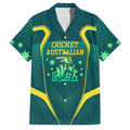 Australian Cricket Family Matching Off The Shoulder Long Sleeve Dress and Hawaiian Shirt Dark Green Halftone Tech Graphic - Southern Cross Stars