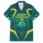 Australian Cricket Family Matching Short Sleeve Bodycon Dress and Hawaiian Shirt Dark Green Halftone Tech Graphic - Southern Cross Stars