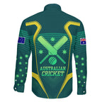 Australian Cricket Family Matching Short Sleeve Bodycon Dress and Hawaiian Shirt Dark Green Halftone Tech Graphic - Southern Cross Stars