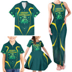 Australian Cricket Family Matching Tank Maxi Dress and Hawaiian Shirt Dark Green Halftone Tech Graphic - Southern Cross Stars