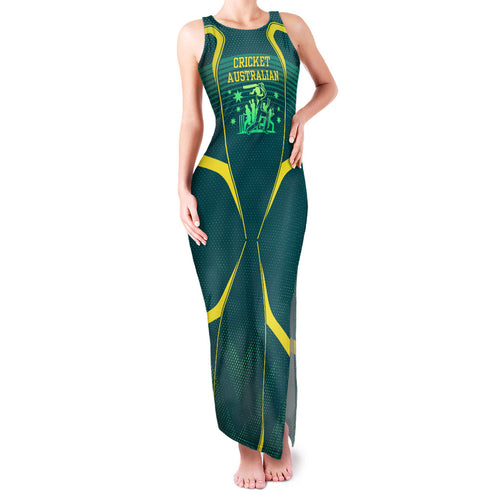 Australian Cricket Family Matching Tank Maxi Dress and Hawaiian Shirt Dark Green Halftone Tech Graphic - Southern Cross Stars