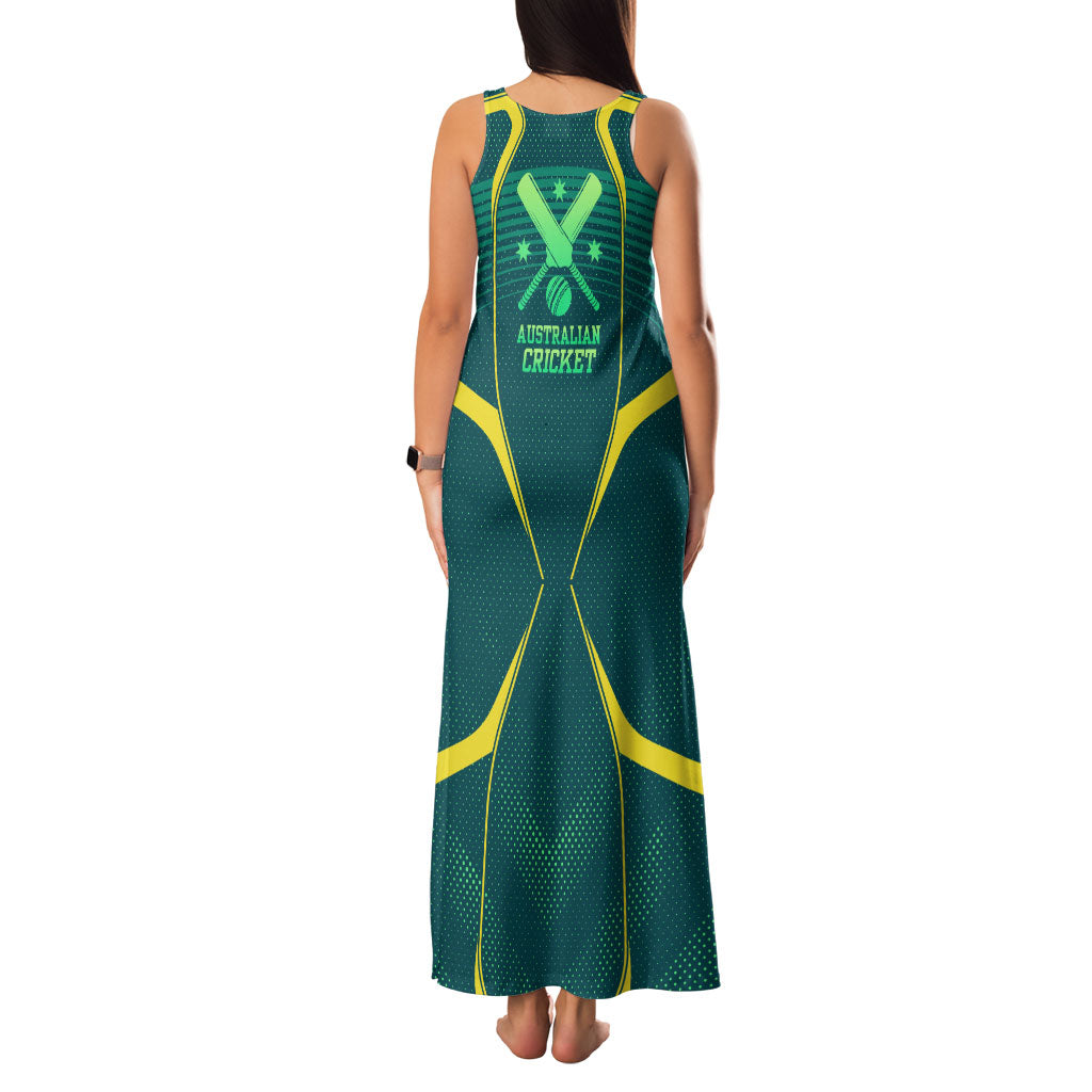 Australian Cricket Family Matching Tank Maxi Dress and Hawaiian Shirt Dark Green Halftone Tech Graphic - Southern Cross Stars