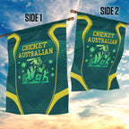 Australian Cricket Garden Flag Dark Green Halftone Tech Graphic - Southern Cross Stars