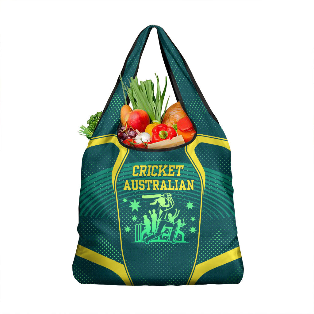 Australian Cricket Grocery Bag Dark Green Halftone Tech Graphic - Southern Cross Stars