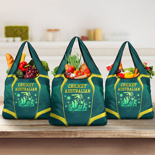 Australian Cricket Grocery Bag Dark Green Halftone Tech Graphic - Southern Cross Stars