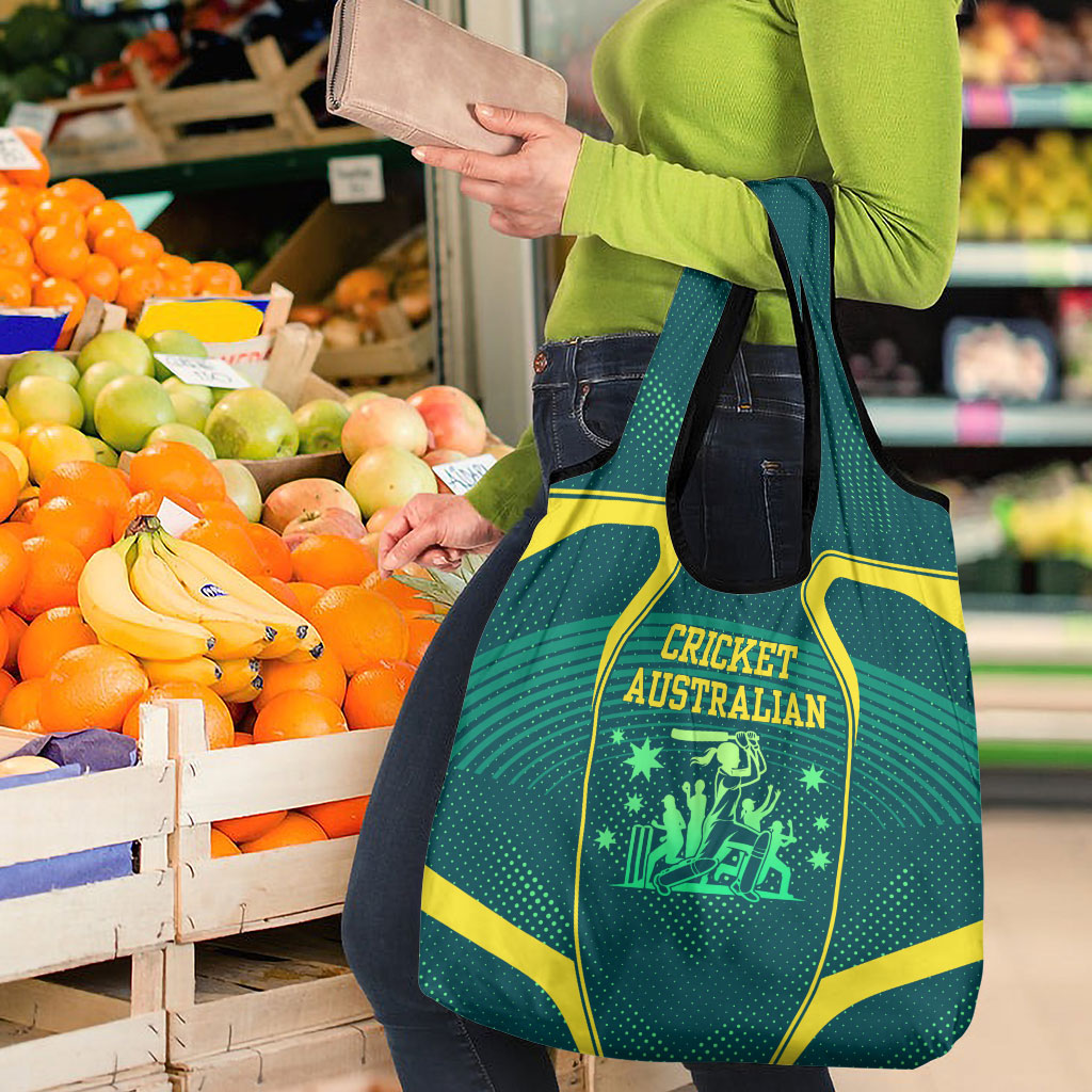 Australian Cricket Grocery Bag Dark Green Halftone Tech Graphic - Southern Cross Stars