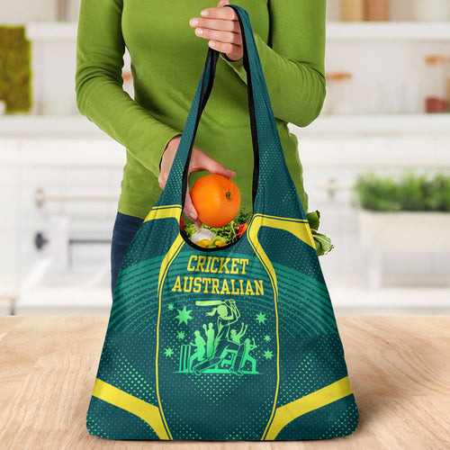 Australian Cricket Grocery Bag Dark Green Halftone Tech Graphic - Southern Cross Stars