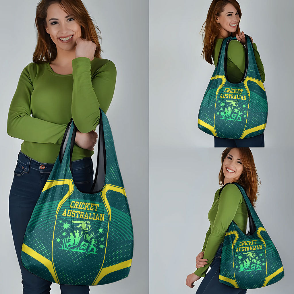 Australian Cricket Grocery Bag Dark Green Halftone Tech Graphic - Southern Cross Stars