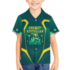 Australian Cricket Hawaiian Shirt Dark Green Halftone Tech Graphic - Southern Cross Stars