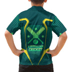 Australian Cricket Hawaiian Shirt Dark Green Halftone Tech Graphic - Southern Cross Stars