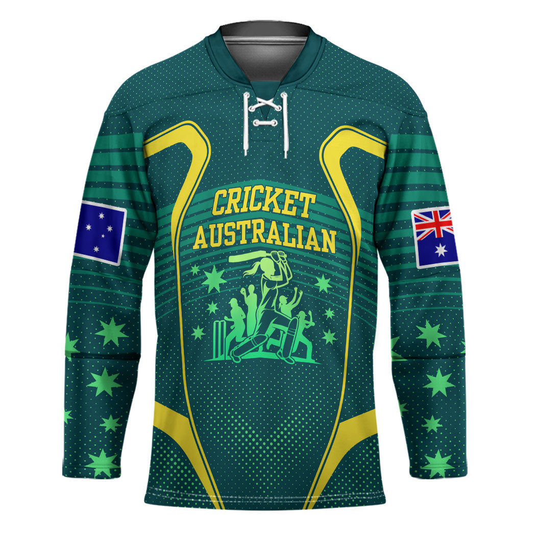 Australian Cricket Hockey Jersey Dark Green Halftone Tech Graphic - Southern Cross Stars