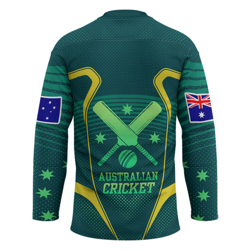 Australian Cricket Hockey Jersey Dark Green Halftone Tech Graphic - Southern Cross Stars