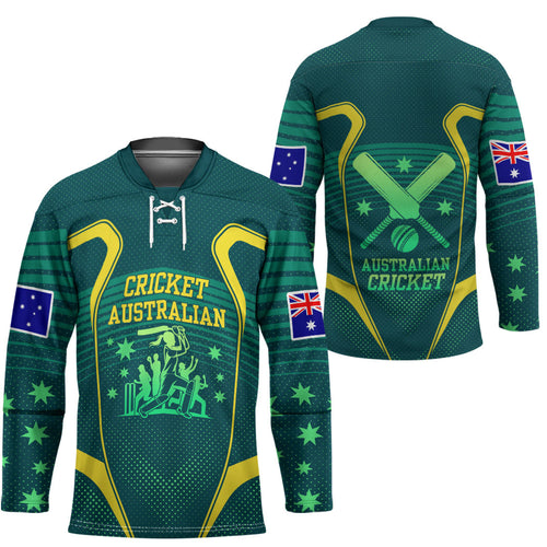 Australian Cricket Hockey Jersey Dark Green Halftone Tech Graphic - Southern Cross Stars