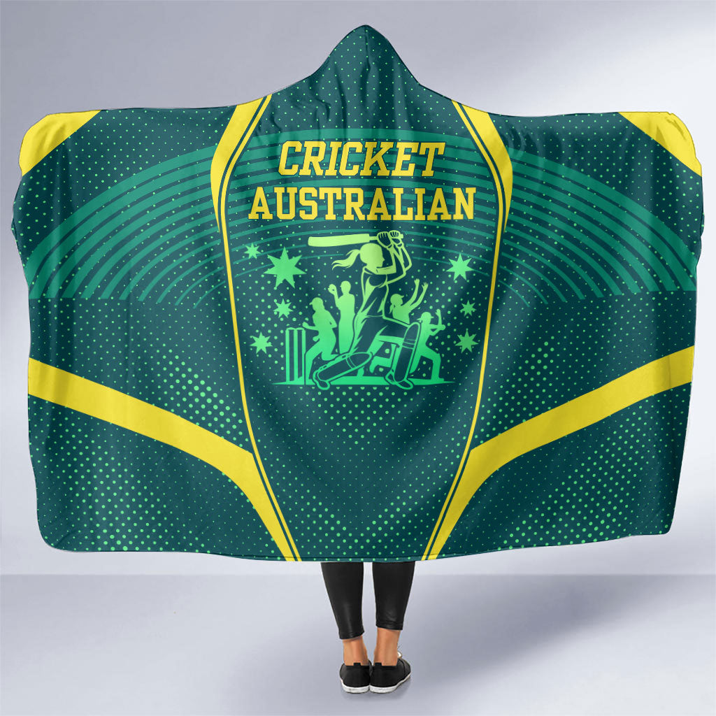 Australian Cricket Hooded Blanket Dark Green Halftone Tech Graphic - Southern Cross Stars