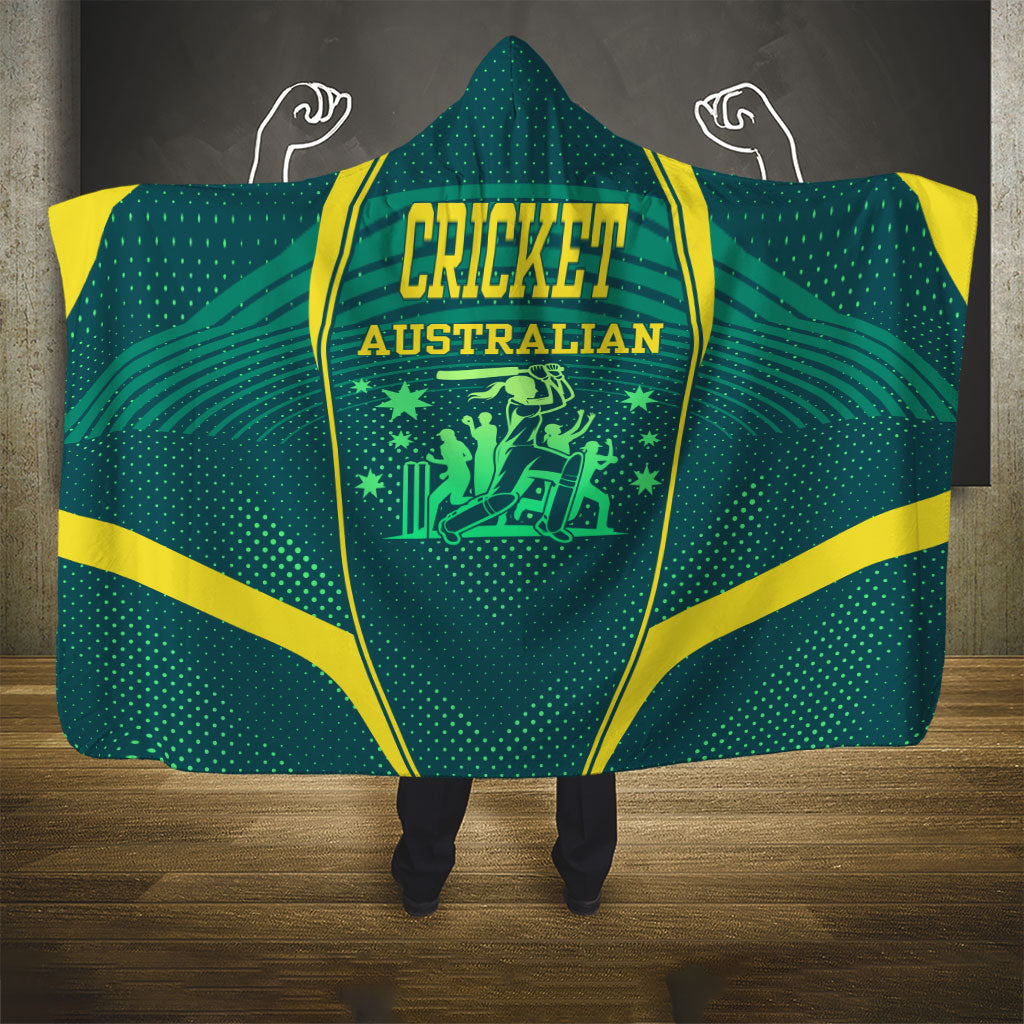 Australian Cricket Hooded Blanket Dark Green Halftone Tech Graphic - Southern Cross Stars