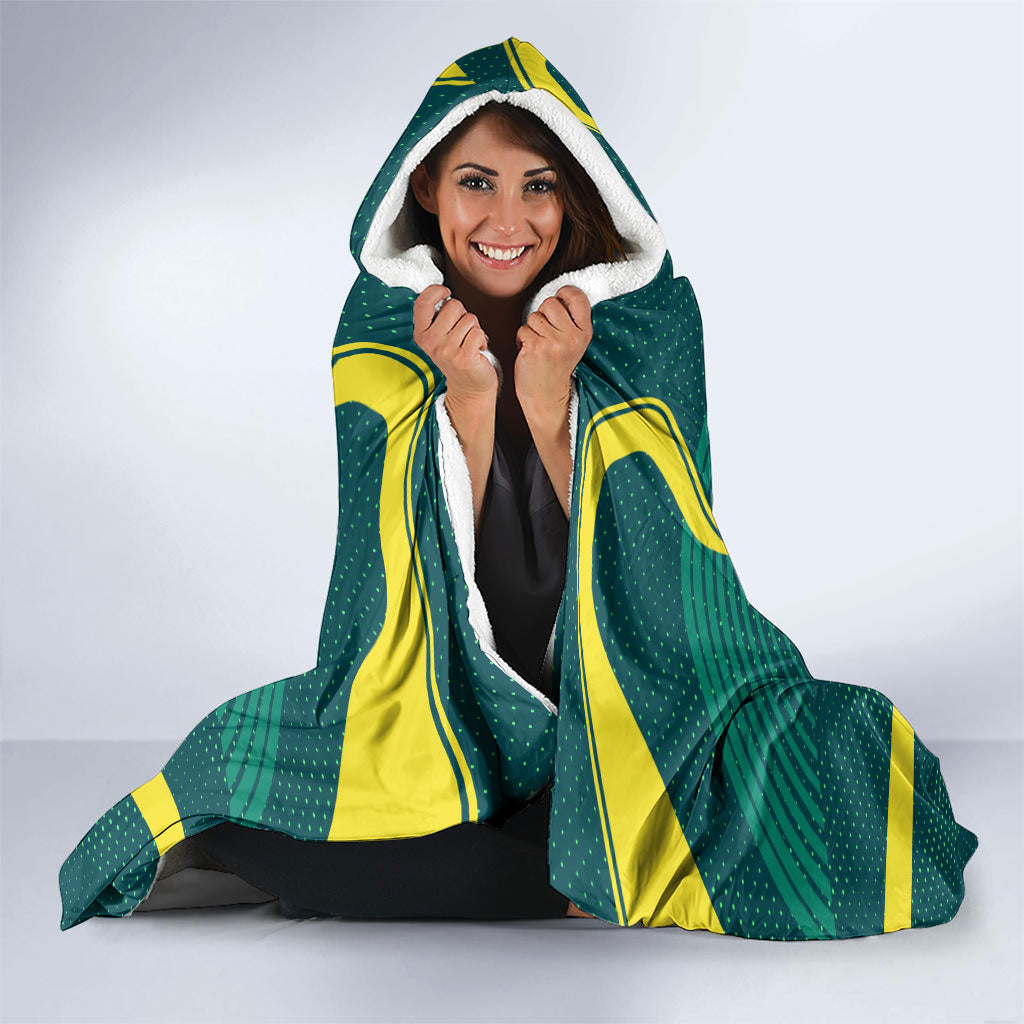 Australian Cricket Hooded Blanket Dark Green Halftone Tech Graphic - Southern Cross Stars