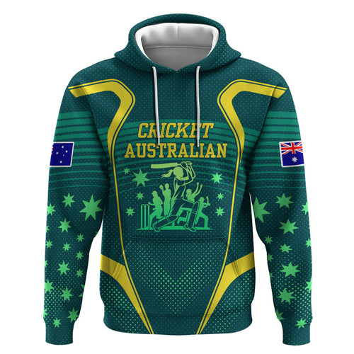Australian Cricket Hoodie Dark Green Halftone Tech Graphic - Southern Cross Stars