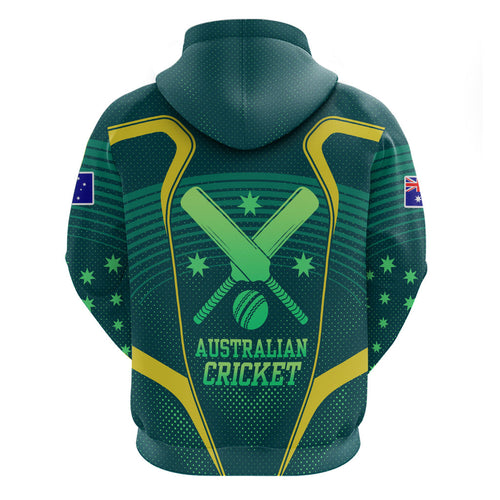 Australian Cricket Hoodie Dark Green Halftone Tech Graphic - Southern Cross Stars