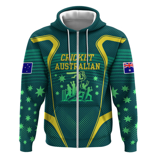 Australian Cricket Hoodie Dark Green Halftone Tech Graphic - Southern Cross Stars